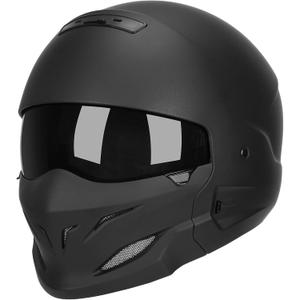 Full Face Motorcycle Helmet for Unisex-Adult Dirt Bike ATV Scooter Cruiser 3/4 Face Motocross Helmet Interchangeable Mouth Cover DOT Approved (Large, Matte Black)