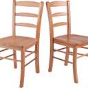 Winsome Benjamin Ladder Back Chairs, Light Oak Finish, Set of 2 (16.6W x 20.5D x 34.7H In, Natural)