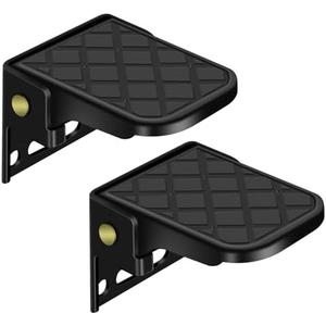 HIFOR Folding Truck Bed Step,Camper Steps Folding, RV Steps, Trailer Folding Sateps, Tailgate Ladder for RV, Campers, Dump/Fatbed/Boat Trailer, Safety & Anti-Slip (2 Pack, Black)