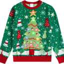 ADUKIDE Boys Ugly Christmas Sweater Xmas LED Light up Sweatshirt Girls Long Sleeve Knit Pullover Size 5-14T (11-12 Years, Christmas Tree Green)