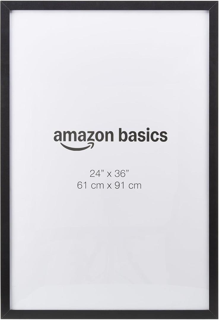 Amazon Basics Rectangular Wood Poster Frame, 24" x 36", Black