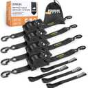 Retractable Ratchet Straps 2" x 10ft, 3,000lb Break Strength, Heavy Duty Easy Release Tie Down for Trucks, Trailers, Motorcycles, ATVs, Secure Cargo KODIAK STRAPS (Black, 4Pack)