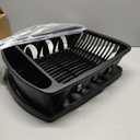 Tribello Sink Dish Drying Rack, Heavy Duty Hard Plastic Drying Rack, Dish Drainer for Kitchen Counter with Drainboard Set, with Silverware Holder - 18 x 13 x 6 (Black) - Made in USA