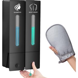 3 in 1 Shampoo and Conditioner Dispenser, 1200ML Capacity Shower Soap Dispenser Bathroom Set, 2 Chamber Shower Dispenser No Drill, Fashionable Wall Mounted Soap Dispenser for Bathroom & Hotel