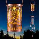 Retisee Bear Design Solar Wind Chimes Outdoor Metal Bear Gifts Solar Light Windchimes Outside Indoors Christmas Decoration Birthday Gift for Home Lawn Porch Patio Garden Yard