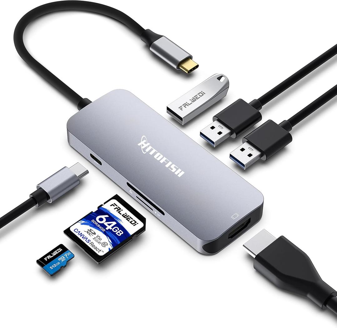 USB C Laptop Docking Station, 7 in 1 Type C Hub Multiport Adapter Dongle with 3 Monitors (Dual HDMI, VGA, PD, Ethernet, SD/TF, USB C/A Ports, Mic/Audio) Compatible for MacBook/Dell/HP/Lenovo Laptops