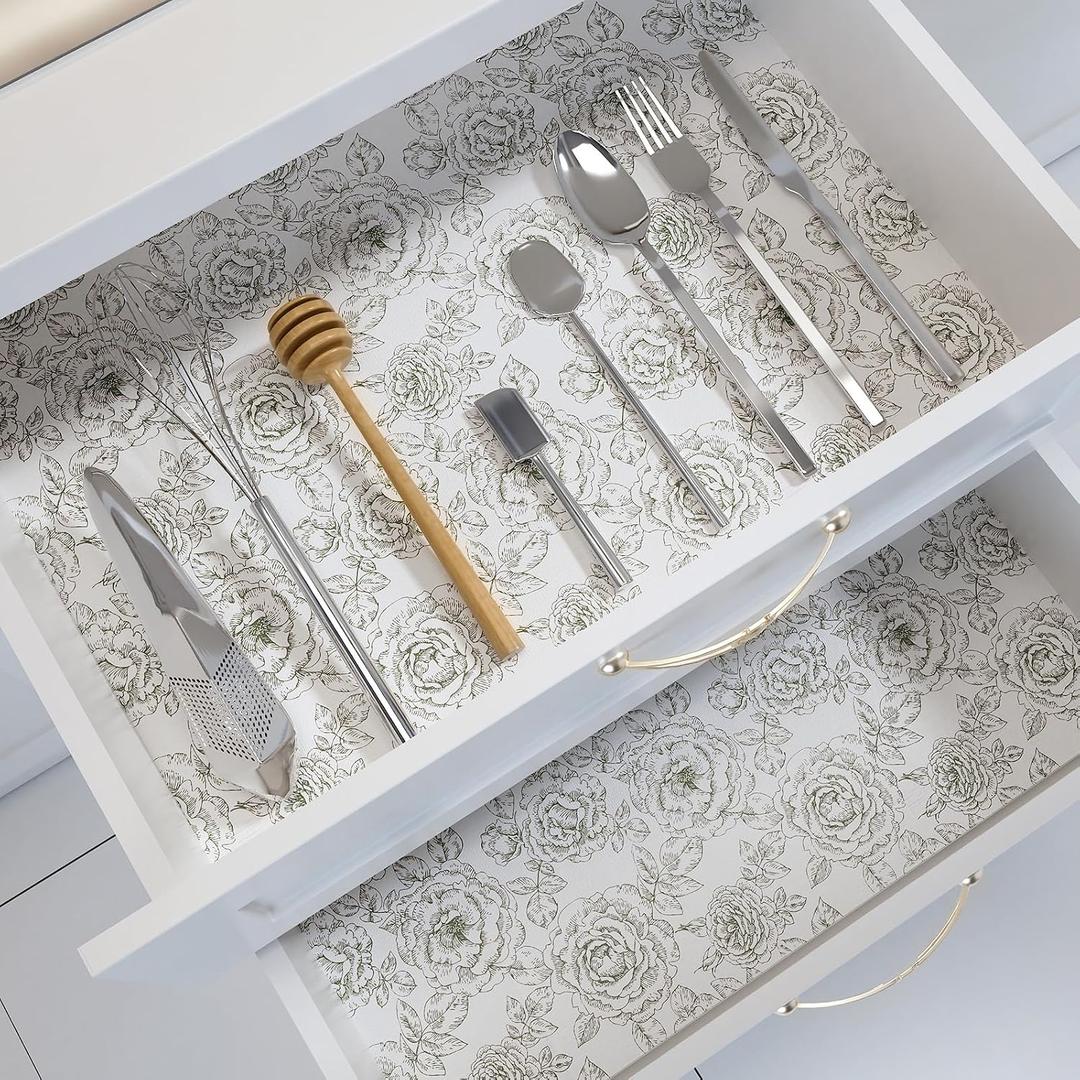 Shelf and Drawer Kitchen Cabinet Liner, Strong Waterproof Rose, 24inx 10FT, 23.6"W x 118"L