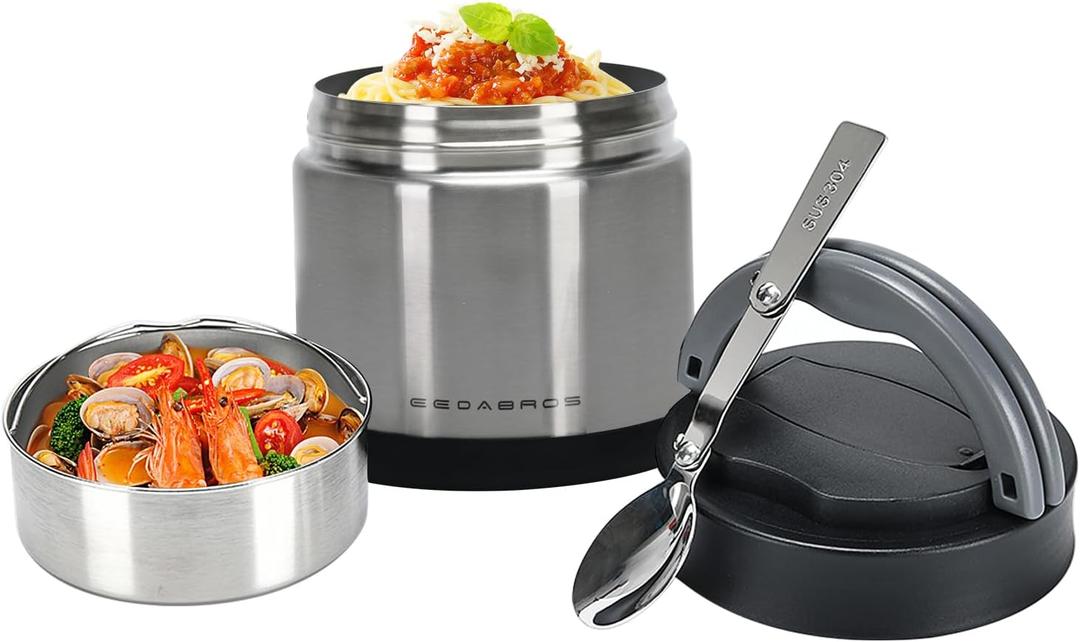 Thermo for Hot Food 23.6OZ, Vacuum Insulated Food Jar for Adults, Stainless Steel Soup Thermo Wide Mouth Leakproof Lunch Containers with Spoon for School Office