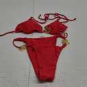 OYOANGLE Women's 2 Piece Bikini Set Spaghetti Strap Halter Swimsuit High Cut Bathing Suits (Large, Deep Red)