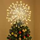WILLBOND 3 Pcs Christmas Tree Starburst Topper Christmas Starburst Light Set, Hanging Ground Dual-use Firework Star Lights with 80 Leds Waterproof Light Ball with Plug Hook for Xmas Holiday Yard Decor