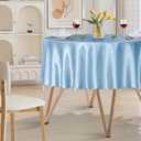 1 Pack 60 Inch Round Satin Tablecloth Light Blue Satin Table Cover, Overlay Silky Tablecloth Dining Table Cloths for Wedding, Party, Banquet, Events, Reception, Dinner