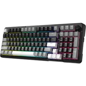 Redragon K742 Wireless Mechanical Gaming Keyboard with Knob, Bluetooth 5.0/2.4GHz/USB C Wired Creamy Keyboard with Number Pad for PC Computer, Hot Swappable RGB Backlits, Custom Linear Switch, Black
