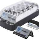 Daphilly Business Card Holder for Desk, Business Card Holder Organizer, Business Card Box, Push-Button, with A-Z Tabs, Storage up to 550 Cards (Medium)