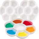 MEEDEN 7-Well Ceramic Paint Palette: 3 Pcs Watercolor Palette 4.7'' x 0.6'' - Porcelain Paint Palette Tray for Gouache Painting, Round, White