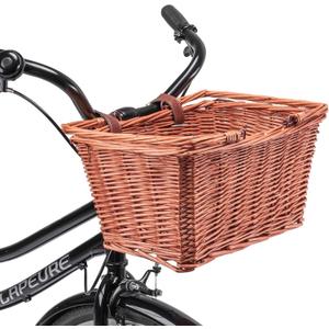 Bike Basket - Original Wicker Front Bicycle Bike Baskets - Handmade Woven Wicker Bike Basket with Adjustable Leather Straps (New Dark Honey)