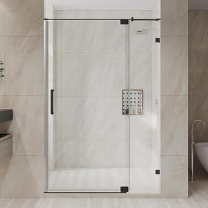 Dimaris Pivot Shower Door, 34-40" W x 76" H Pivot Semi-Frameless Shower Door, 5/16" (8mm) Tempered Glass with Nano Coating, Stainless Steel Hardware, Matte Black