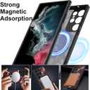 ZIYE Magnetic Case for Samsung Galaxy S22 Ultra 6.8 Inch [Compatible with MagSafe] Hard PC and Soft TPU Case with Cherry Pink Bows Anti-Scratch Shockproof Protection Phone Cover for Women