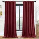 P Pothuiny Blackout Velvet Curtains 84 Inches Long, 2 Panels Burgundy Velvet Drapes Rod Pocket Back Tab Design Window Thermal Insulated Curtains for Living Dining Room, Bedroom (W52 xL84)