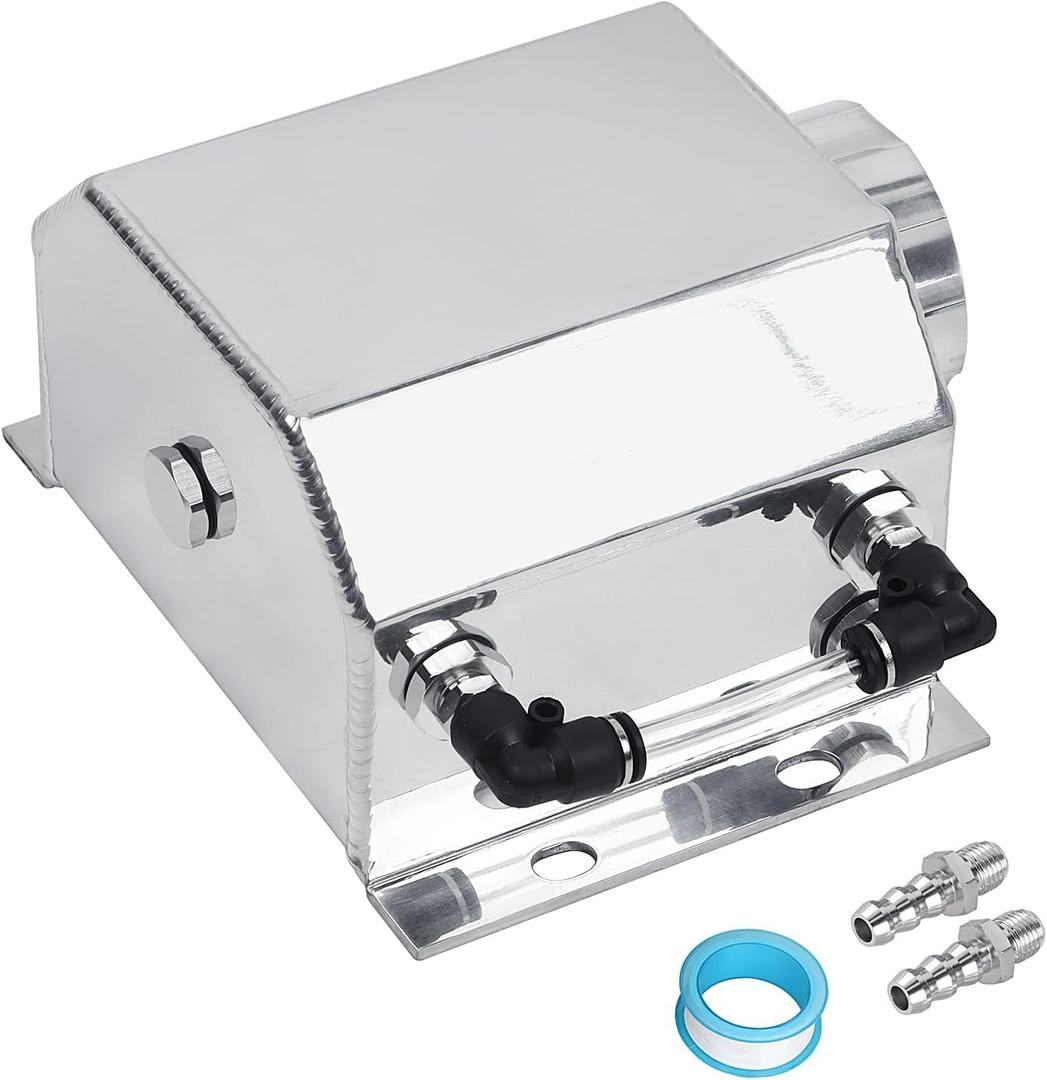 LokoCar Coolant Radiator Tank Reservoir Expansion Overflow Tank Universal 1L Aluminum Silver
