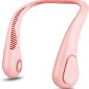 AMACOOL Bladeless Neck Fan Portable Personal Fan 5000mAh Rechargeable Battery Operated Wearable Fan for Women Men Outdoor Sport Travel Patio Garden Work Home Kitchen (Pink)