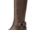 DREAM PAIRS Women's Knee High Boots Combat Boots Goth Boot Lace Up Adjustable Buckles Chunky Low Heel Fall Booties with Side Zipper to Put on and off, Size 7.5 US