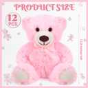 Jenaai 12 Pieces Stuffed Animals Stuffed Bear with Bow Soft Party Gift Plush Bears Centerpieces Birthday Care Wedding Decorations Christmas, 11.8 Inch (Pink,Classic)