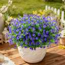 SITUMEIZI 8 Bundles Purple Artificial Flowers Outdoor Fake Flower Plastic UV Resistant Shrubs Greenery Plants Hanging Decorations Garden Porch Window Box Farmhouse Outside Summer Indoor Decor