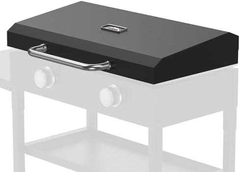 Upgrade Hinged Lid for Blackstone 28'' Griddle Hard Cover Flat Top Lid with Thermometer for Blackstone Grill 1517 1853 1605 1803 1839 1856 1885 1924 1983 2094 2137 2145 Griddle Cover Hood with Handle
