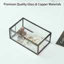 HighFree Vintage Glass Box with Lid - Clear Jewelry Glass Display Box Keepsake Box - Home Decor Decorative Box for Trinket Rings Bracelet (Black, Small)