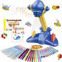 Hoarosall Drawing Projector for Kids, Art and Craft Kit, Toys for Boys Aged 3+, Drawing Supplies, Including Colored Pencils, Crayons, Coloring Books, Gift for 3+ Year Old Boys (Dark Blue)