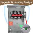 Upgrade3P 60 Amp Disconnect,New Add Ground Design,Disconnect Switch Non-Fuse,NEMA 3R Standard,Heavy Duty Steel Material,Rust and Corrosion Resistant,for Indoor and Outdoor,120/240v,10-Year Warrnaty