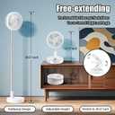 Portable Table Fan, Rechargeable Personal Fan with 48-Hour Battery, 3 Speeds, 120 Oscillation, USB-C Charging, Compact & Lightweight for Home, Office, Travel, and Outdoor Use (White)