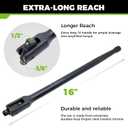 Der Erwachte 16-inch Dual Drive Breaker Bar, 3/8" & 1/2" Drive, Heavy Duty Breaker Bars with 360 Rotatable Head, Spring-loaded Detent Ball, Premium Chrome Vanadium Steel with Black Powder Coating