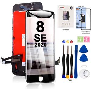 EFAITHFIX for iPhone 8/SE 2020 LCD Screen Replacement Black 4.7 Inch Frame Assembly Display 3D Touch Screen Digitizer with Repair Tools Kit Tempered Glass Screen Protector for A1863, A1905, A1906