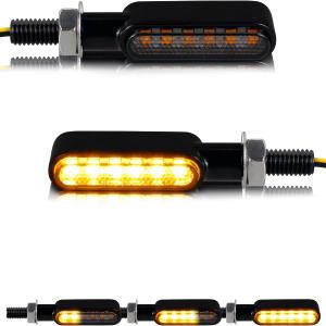 NTHREEAUTO Smoked Motorcycle Led Turn Signals Sequential Front Rear Mini Turn Signal Lights Universal Compatible with Harley Honda Yamaha BMW Triumph Suzuki Kawasaki Cruiser Touring - 2Pcs (amber)