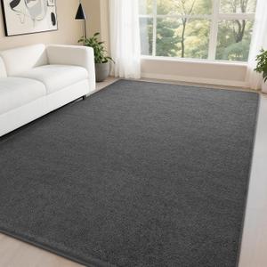 DweIke 4x6 Dark Gray Rugs for Bedroom Living Room, Soft Fluffy Washable Low Pile Solid Color Rug, Non-Slip Throw Carpets for Kids Boys Girls Dorms Nursery Classroom Home Decor