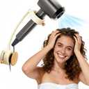 Hands Free Hair Dryer Holder Wall Mounted with Suction Cup, No Drill Installation for Damage-Free Walls, 360 Adjustable Blow Dryer Holder Fits Most Hair Dryers for Bathroom Organization 1Pack(Cream)