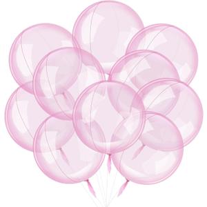 Civaner 30 Pcs 24 Inch Bubble Pink Clear Bobo Balloons for Stuffing Pre Stretched Large Stuffable Bubbles for Wedding Birthday Baby Shower Party Decoration