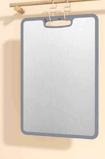Titanium Cutting Board Double-sided non-slip silicone edging Pure Titanium Cutting Boards for Kitchen - Double-Sided Food-Grade Chopping Board Non-Stick Durable and easy to clean (Small)