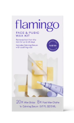 Flamingo Women Face Waxing Kit, Facial Waxing Kit with 20 Wax Strips for Face, 8 Post-Wax Cloths, and 1 Post-Wax Serum, Pack of 2