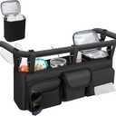 Double Stroller Organizer Compatible with Bob Duallie and Baby Jogger City Mini GT2, Double Baby Stroller Accessories with Cooler Bag, Parent Console Double Jogging Stroller Caddy with Cup Holder