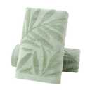 Pidada Hand Towels Set of 2 Leaf Pattern 100% Cotton Absorbent Soft Decorative Towel for Bathroom (Green)