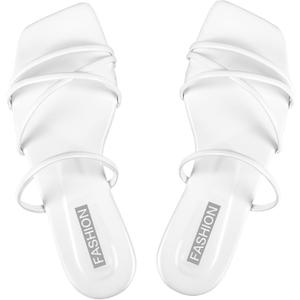 Women's Strappy Sandals Criss Cross Strap Flat Open Toe Leather Slippers Beach Shoes (8.5, White)