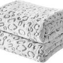 FY FIBER HOUSE Flannel Fleece Throw Blanket, Lightweight Cozy Plush Microfiber Bedspreads for Adults,90"X108",Grey Leopard
