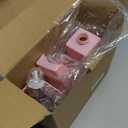 Cisily Dish Soap Dispenser, 12 fl oz Kitchen Soap Dispensers with Sponge Holder, Gold and Silver Pump Pink Glass Kitchen Soap Dispenser Set, Hand and Dish Soap Bottle Set, Pink Decor Accessories