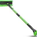 SEAAES 56 Inch Truck Snow Brush Scraper Long Handle, Heavy Duty Extendable Snow Broom for SUV, Windshield Ice Scraper with Foam Grip for Car Automobile Vehicle Window - Green
