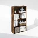Furinno Simple Book Shelf, 4-Tier Bookshelf, Bookcase with Open Shelf, 9.4 x 23.6 x 41.7, for Living Room, Bedroom, Home Office, Amber Pine, 4-Tier, Standard
