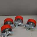 5" X 2" Swivel Polyurethane Wheels - Heavy Duty Casters Set of 4 with Top Lock Brake, 1100 lbs Load Capacity Each, 4400 lbs Per Set - Ideal for Toolbox, Workbench (Red)