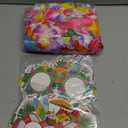 12 Pieces Hawaiian Leis and 12 Pieces Luau Party Glasses, Hawaiian Accessories, 12 Colours Leis for Luau Party, 8 Styles Paper Glasses for Hawaii Luau Party Favors