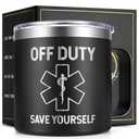 Lifecapido Emt Gifts, Paramedic Gifts, Off Duty Save Yourself 14oz Insulated Coffee Mug, Birthday Christmas Emergency Medical Technician Emt Ems Paramedic Gift for Women Men Paramedics